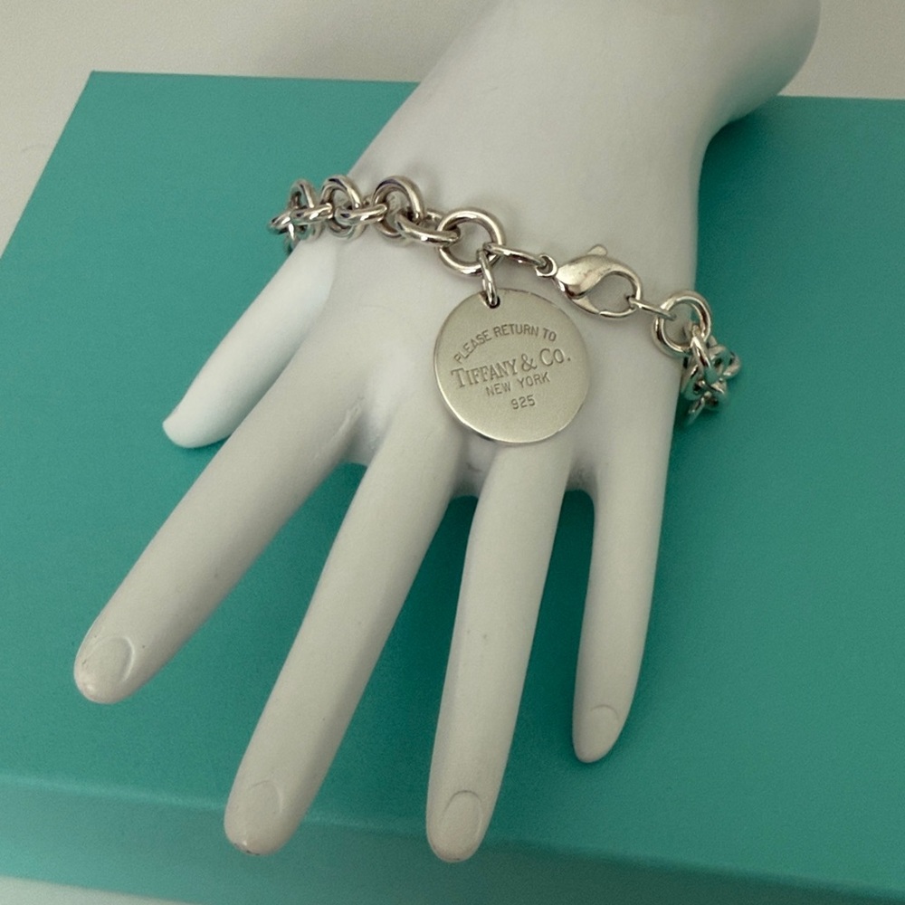 9” LARGE Tiffany & Co. Please Return To Tiffany Round Tag Bracelet - Picture 6 of 14